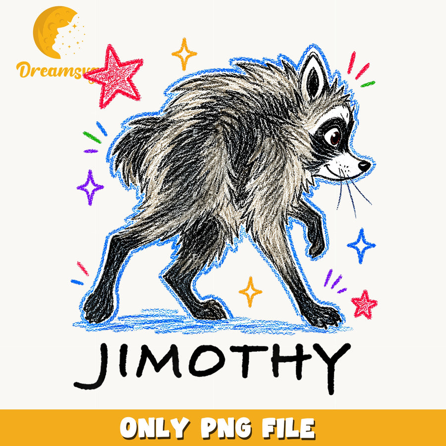 Jimothy Raccoon Crayon Art PNG, Funny Raccoon Design, Animal PNG