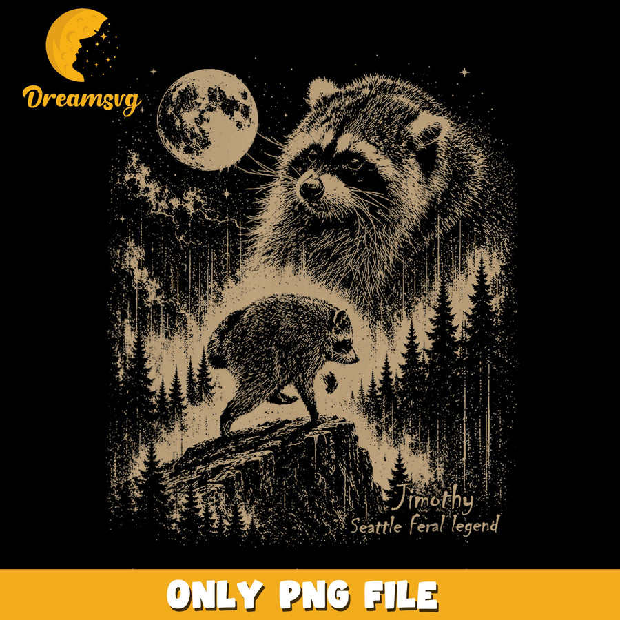 Jimothy Raccoon PNG, Seattle Legend, Nature Art PNG