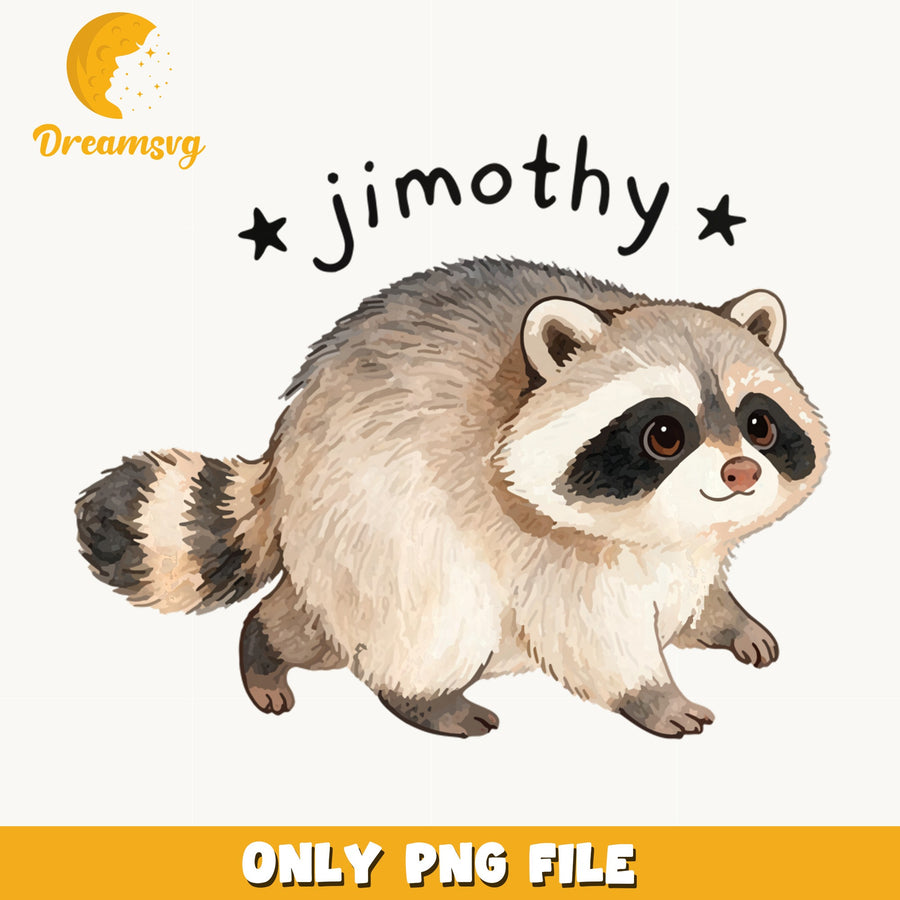 Jimothy Watercolor Raccoon PNG, Cute Chubby Raccoon, Animal PNG