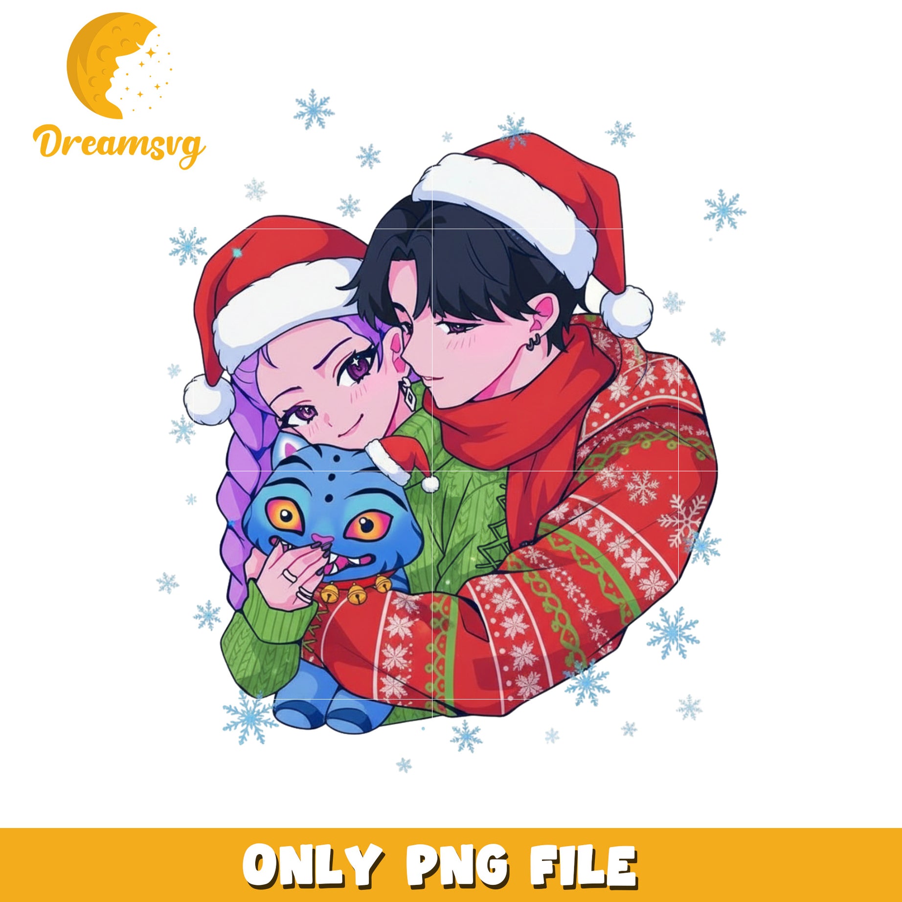 Jinu and rumi christmas png, spirit christmas​​ png, huntrix christmas png
