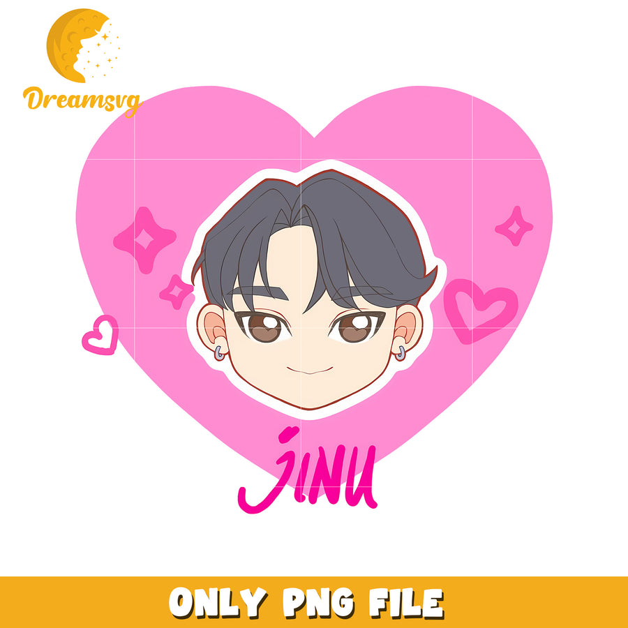 Jinu pink heart design png, korean manhwa png, kpop cartoon png
