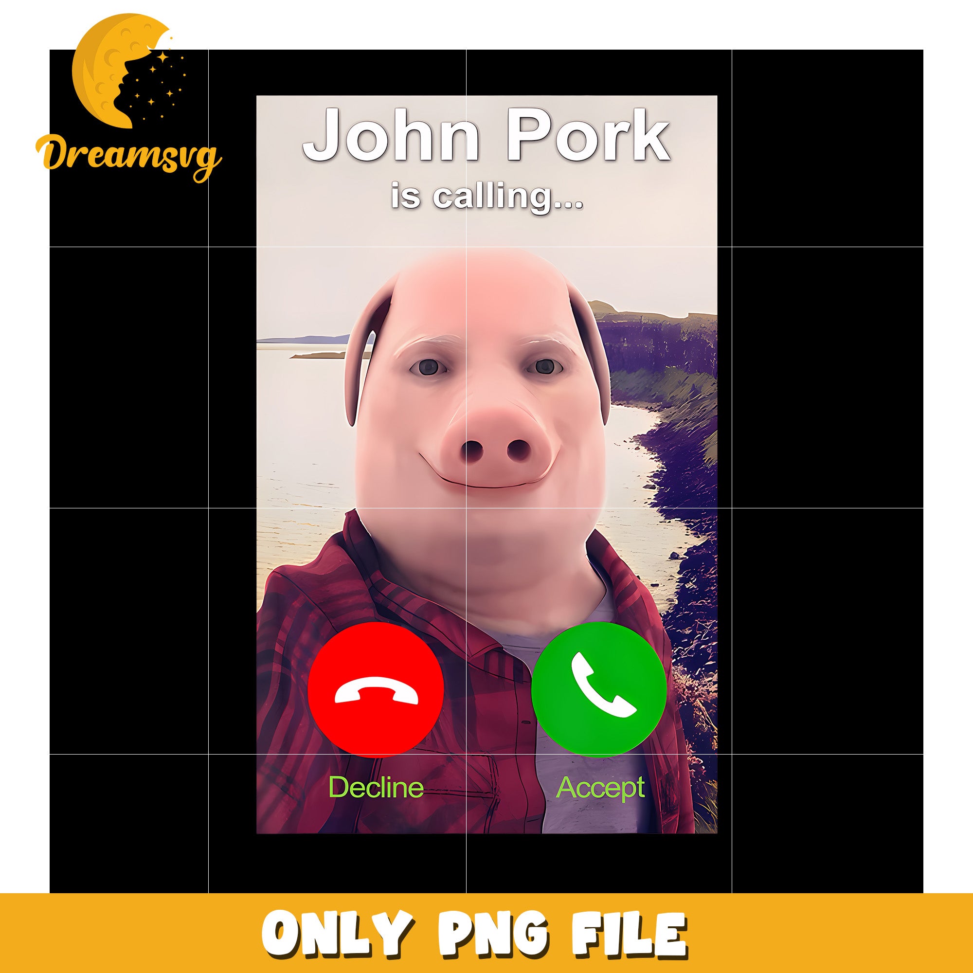 John Pork Is Calling png, cartoon png, happy holiday png