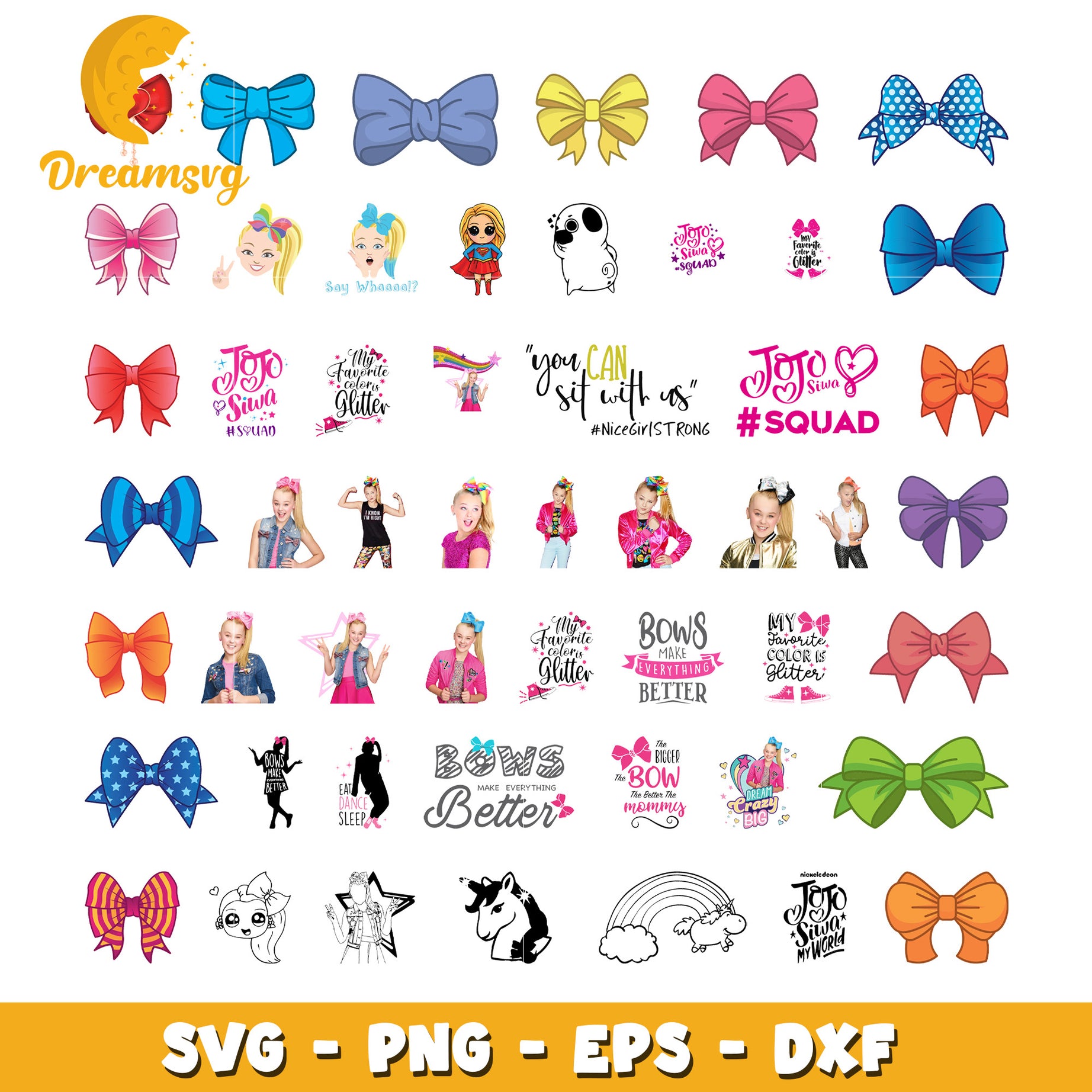 Jojo siwa squad design bundle svg, jojo siwa logo​ svg, bow tie svg