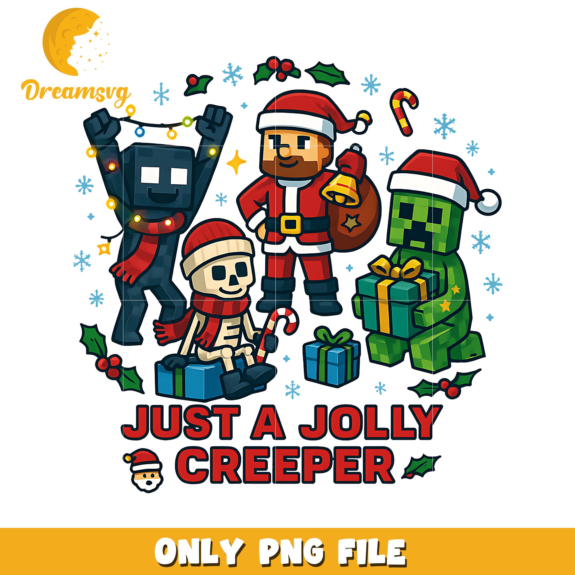 Jolly creeper png, christmas wreath png, minecraft png