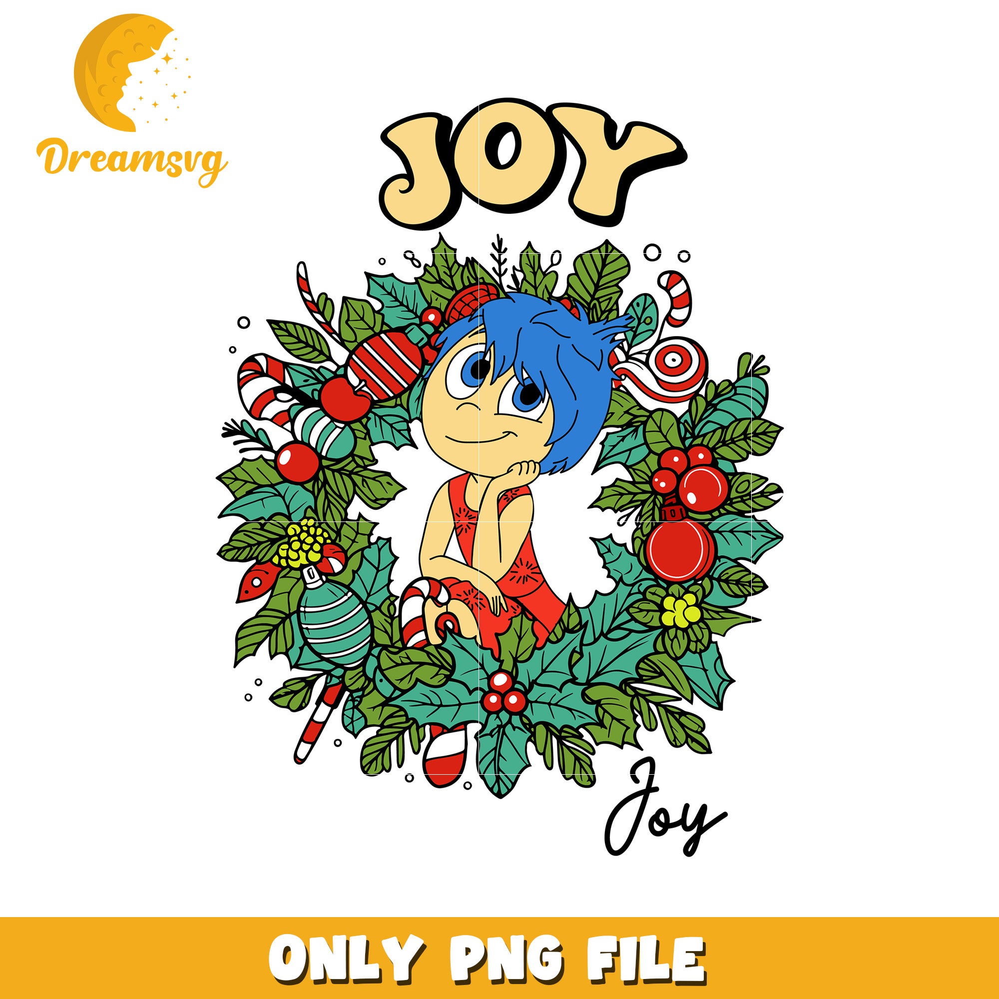 Joy PNG Christmas Wreath Design