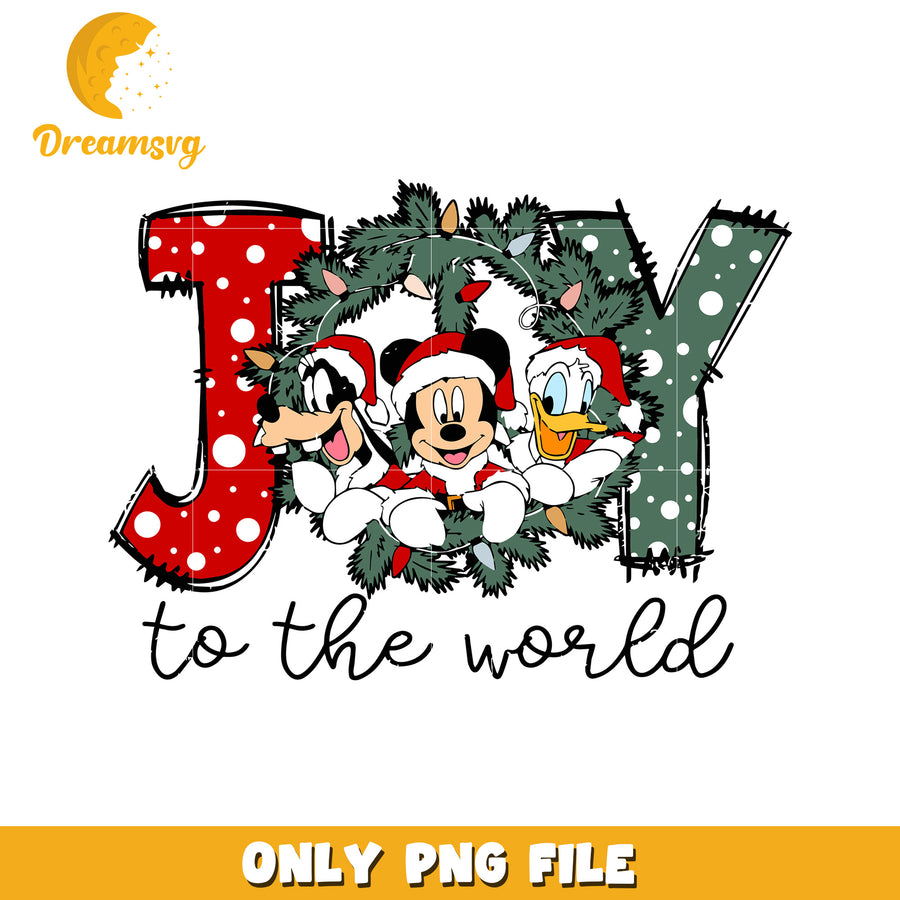 Joy to the world christmas png, white christmas disney png, disney characters png
