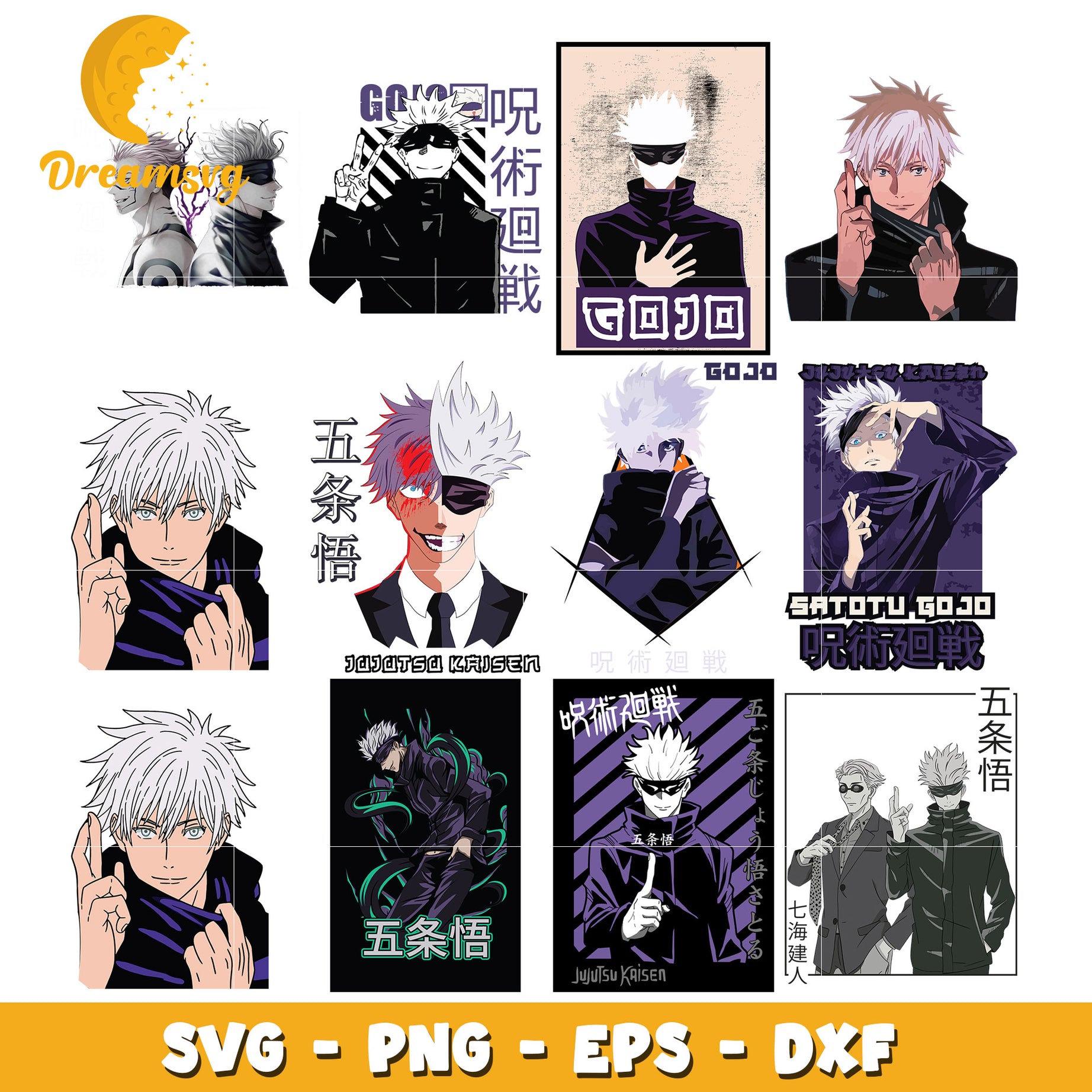 Gojo satoru finger design bundle svg, gojo satoru anime​ svg