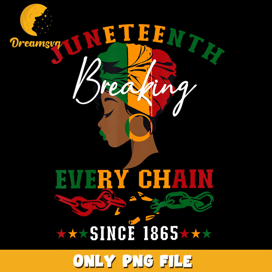 Juneteenth Breaking Every Chain Since 1865 PNG, Black Woman, Freedom
