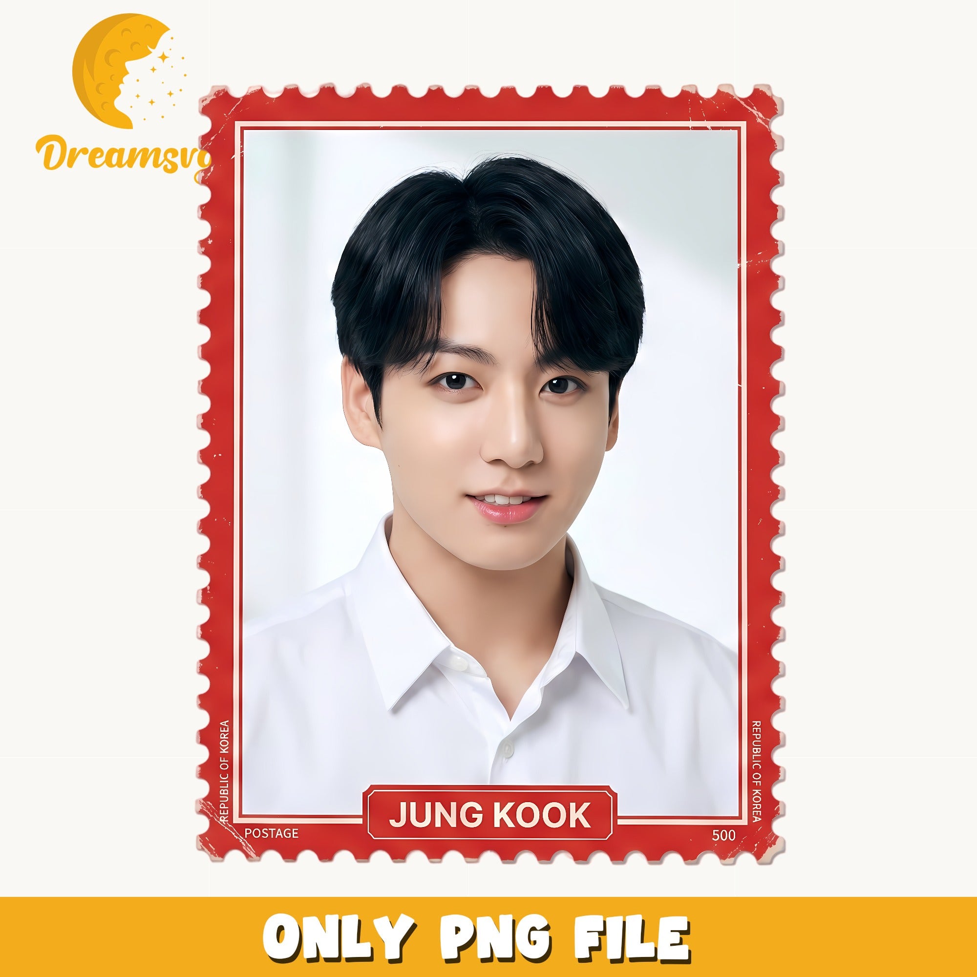 Jung Kook BTS Stamp PNG, Kpop Fan Art PNG, BTS Member PNG