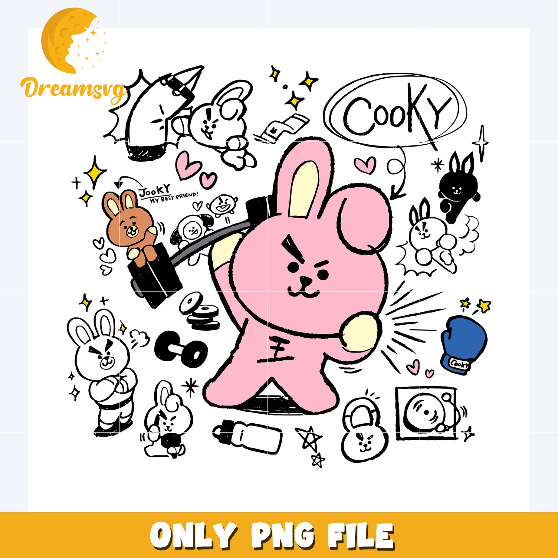 Jungkook cooky design png, bangtan boys png, bts members mascots​ png