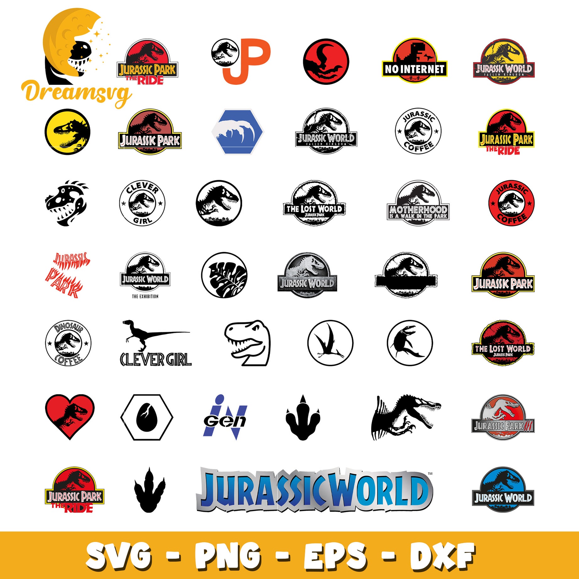 Jurassic park logo design bundle svg, jurassic park symbol​ svg