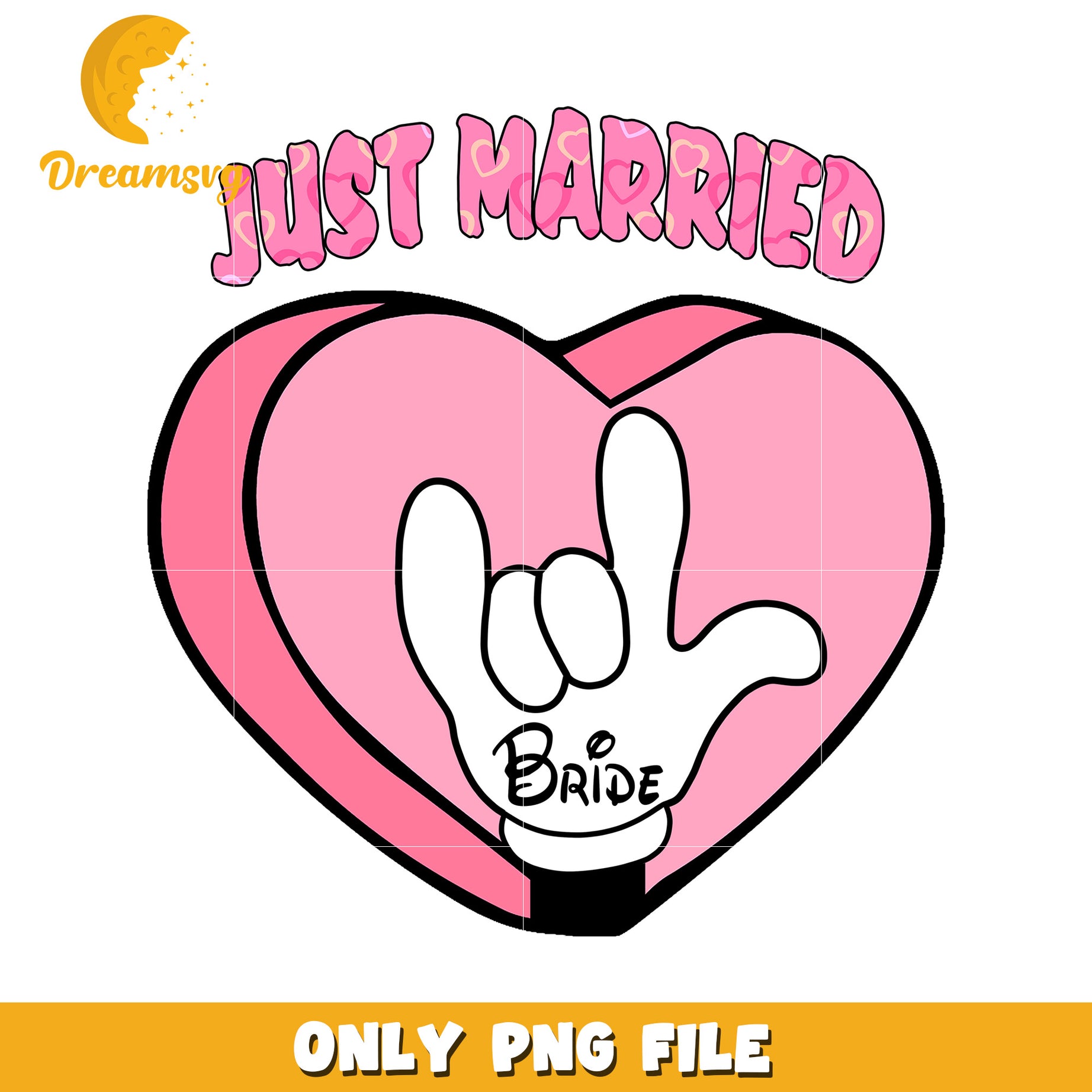 Just Married Bride PNG Heart Design