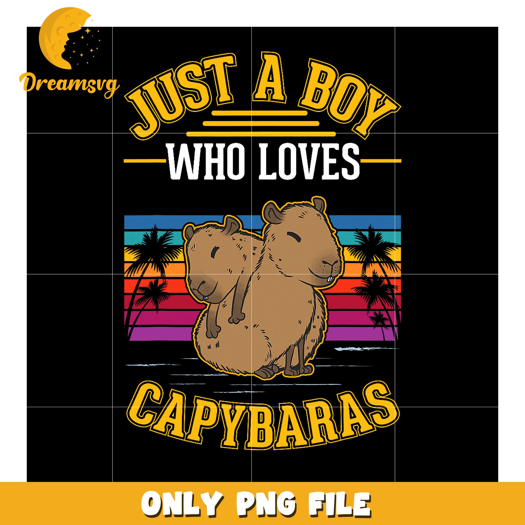 Just a Boy Who Loves Capybaras PNG Graphic Design File
