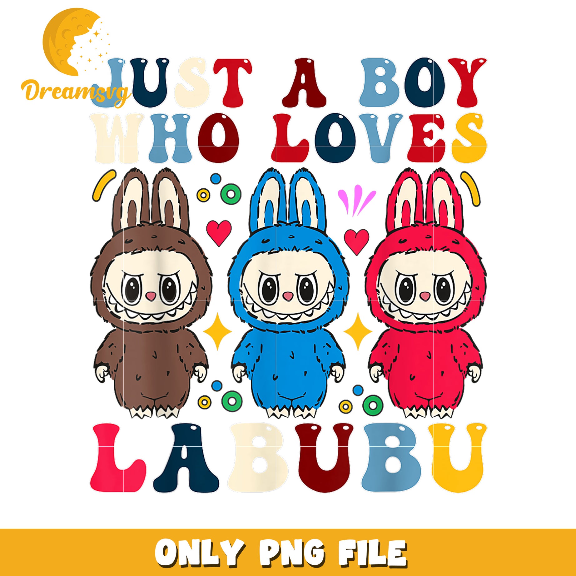 Just a Boy Who Loves Labubu, PNG File