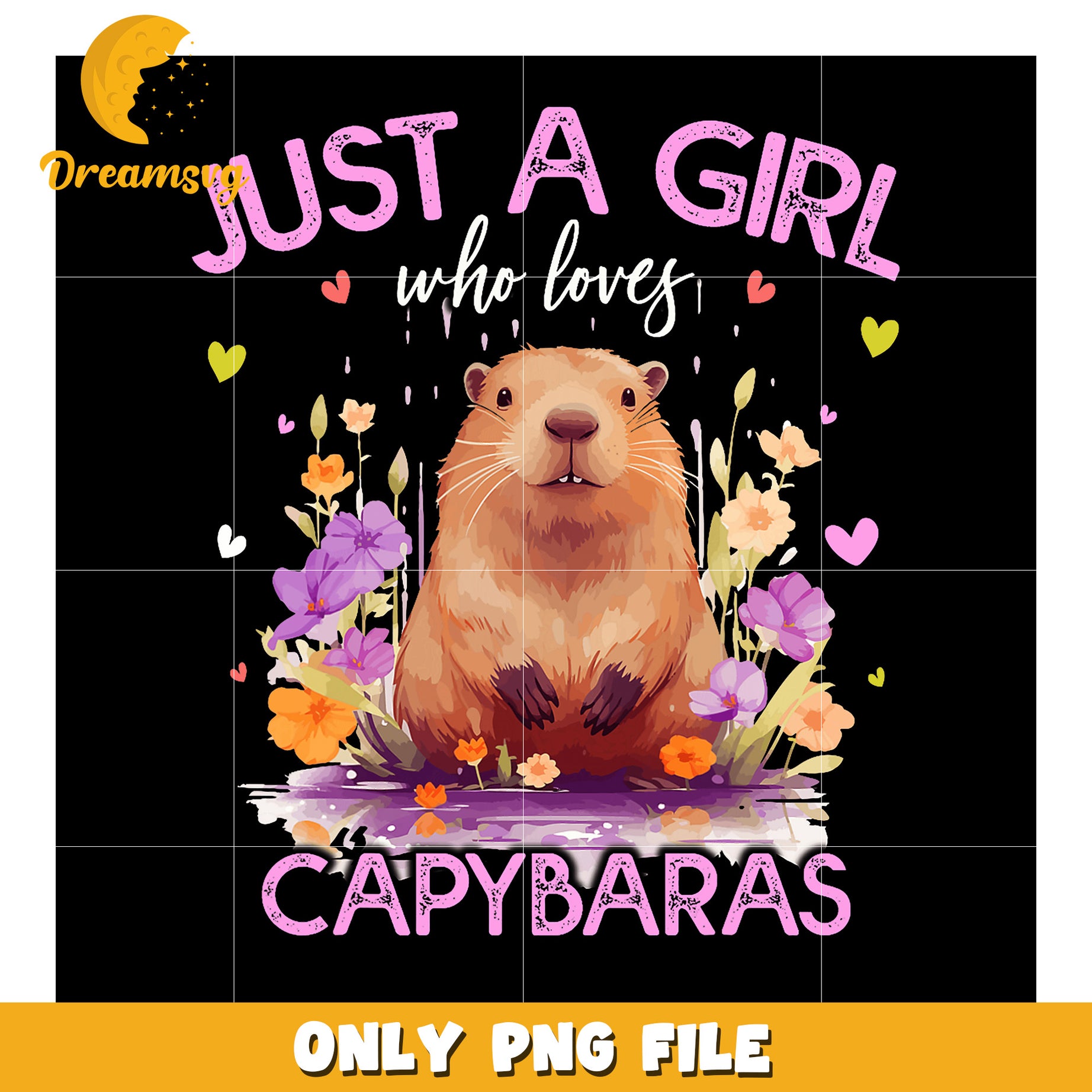 Just a Girl Who Loves Capybaras Cute PNG Design File