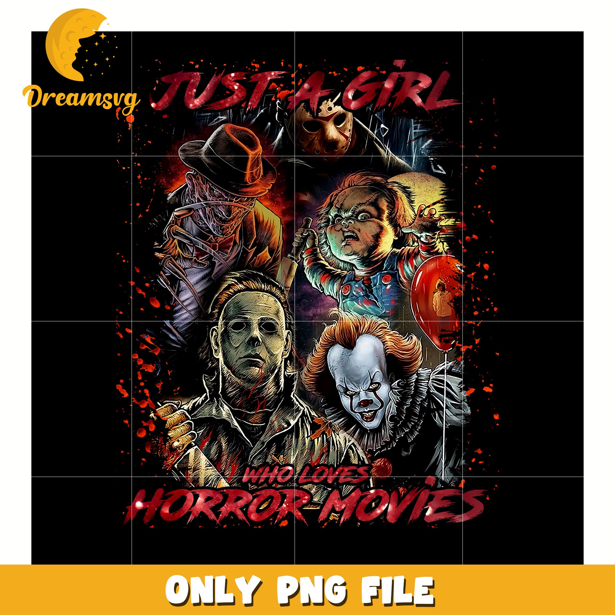 Just a girl who loves horror movies png, halloween candy png, spooky halloween png