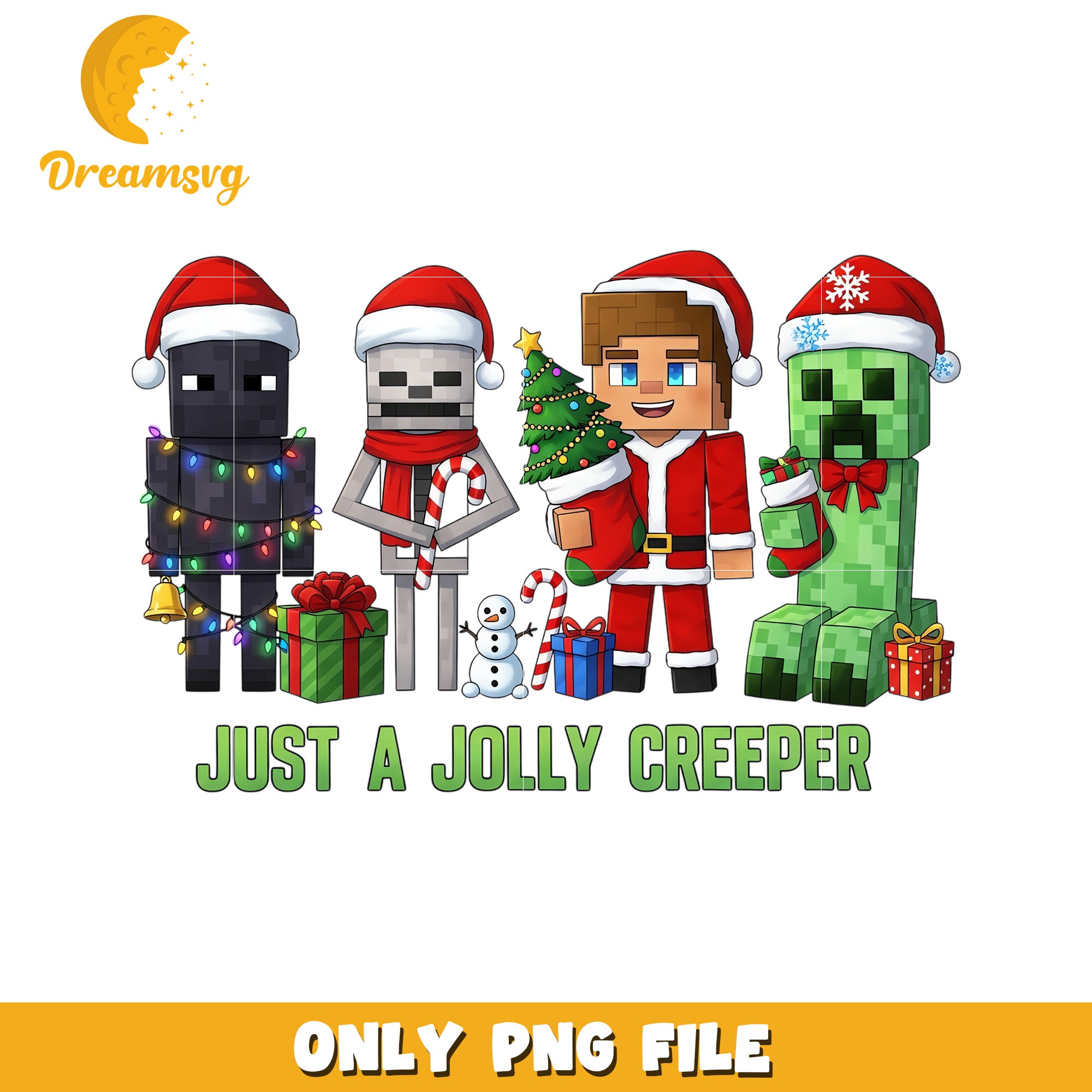 Just a jolly creeper png, christmas gift​​ png, minecraft christmas​ png