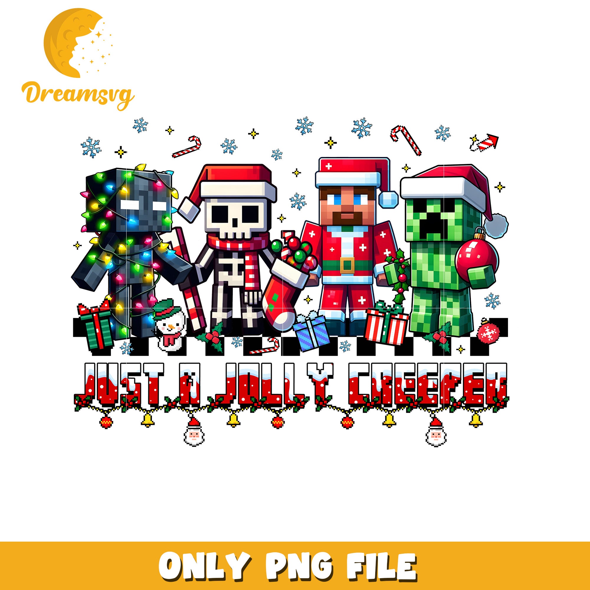 Just a jolly creeper png, christmas wreath png, minecraft png