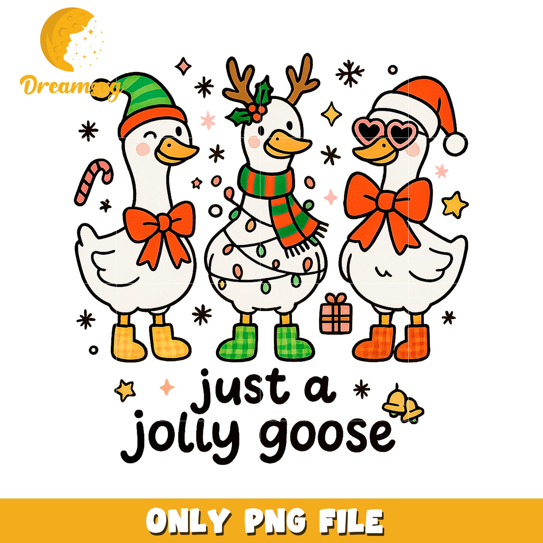 Just a jolly goose png, christmas lights​ png, christmas music​ png