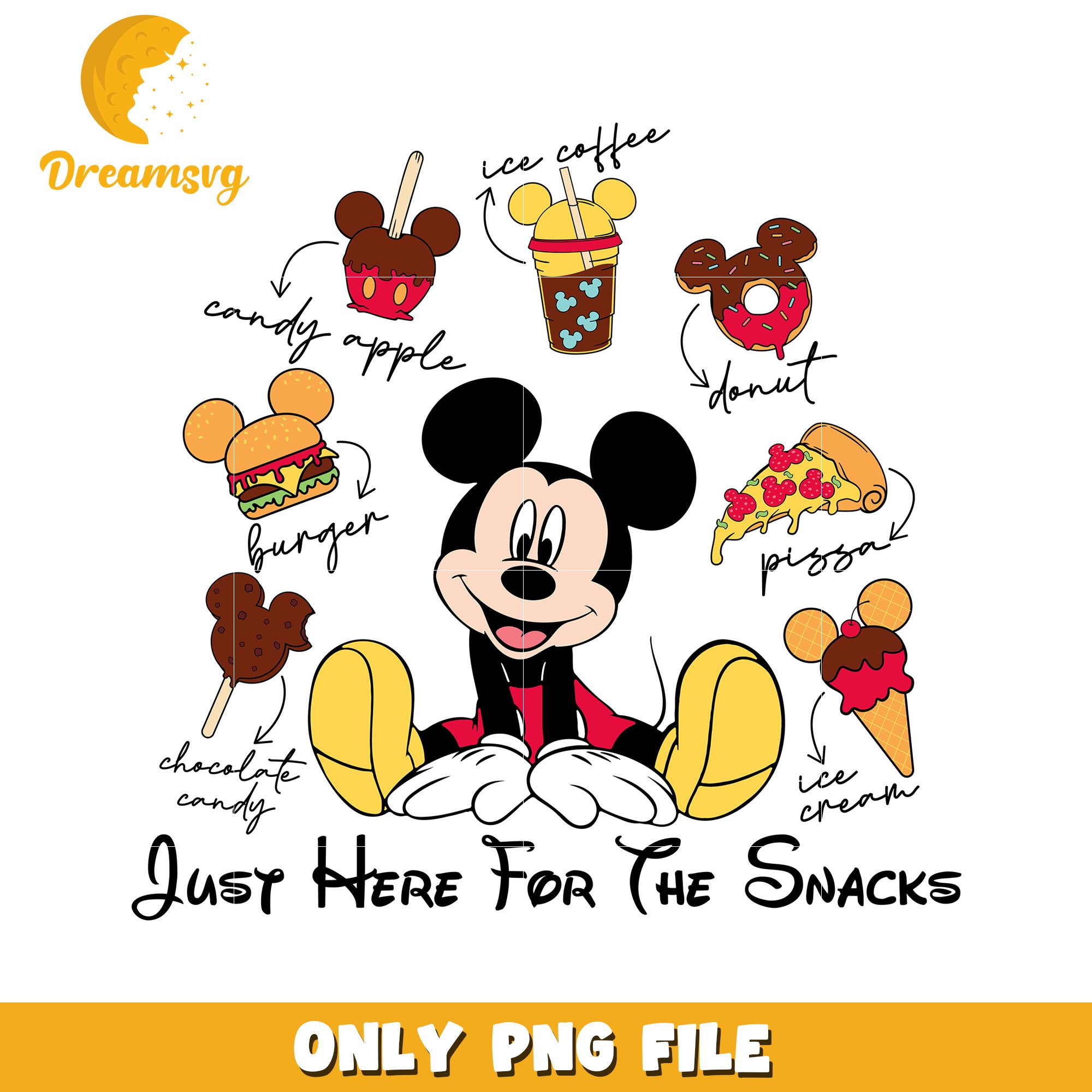 Just here for the snacks design png, holiday cheer png, disney festive png