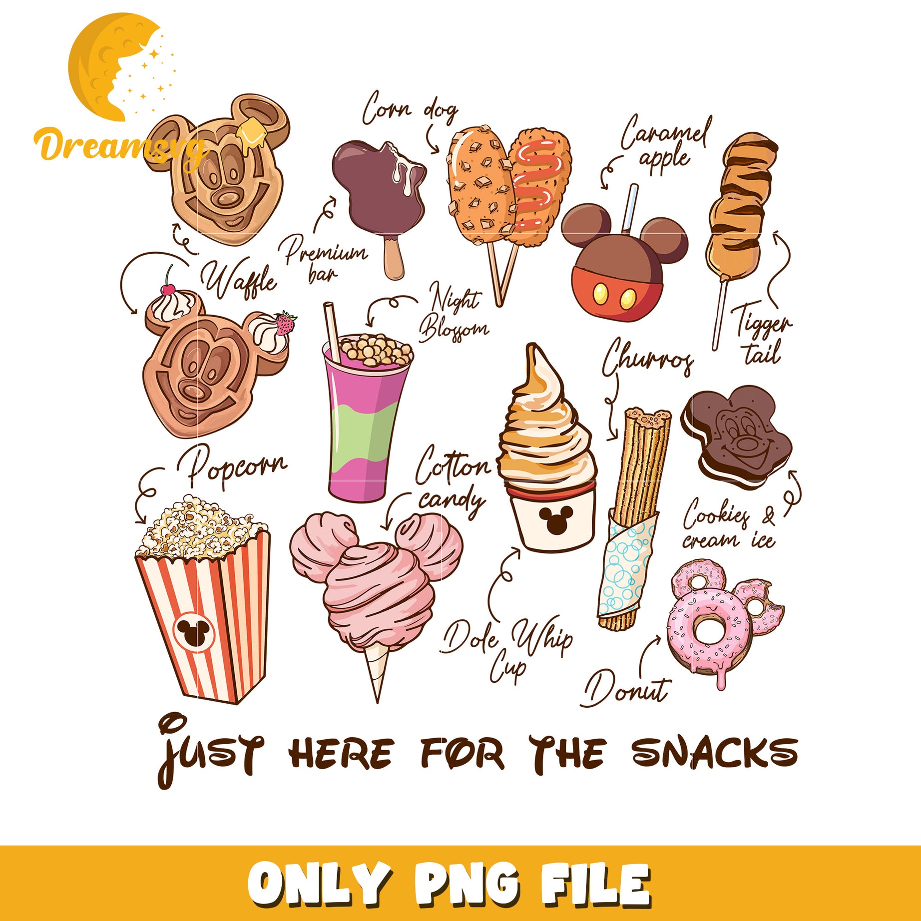 Just here for the snacks png, holiday cheer png, disney festive png