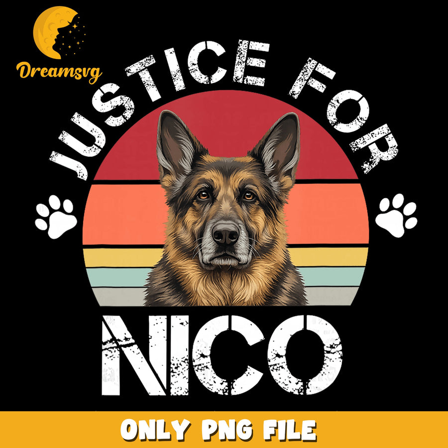 Justice For Nico PNG, Dog Lover Design, Pet Tribute PNG