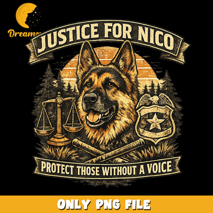 Justice For Nico PNG, German Shepherd Design, Animal