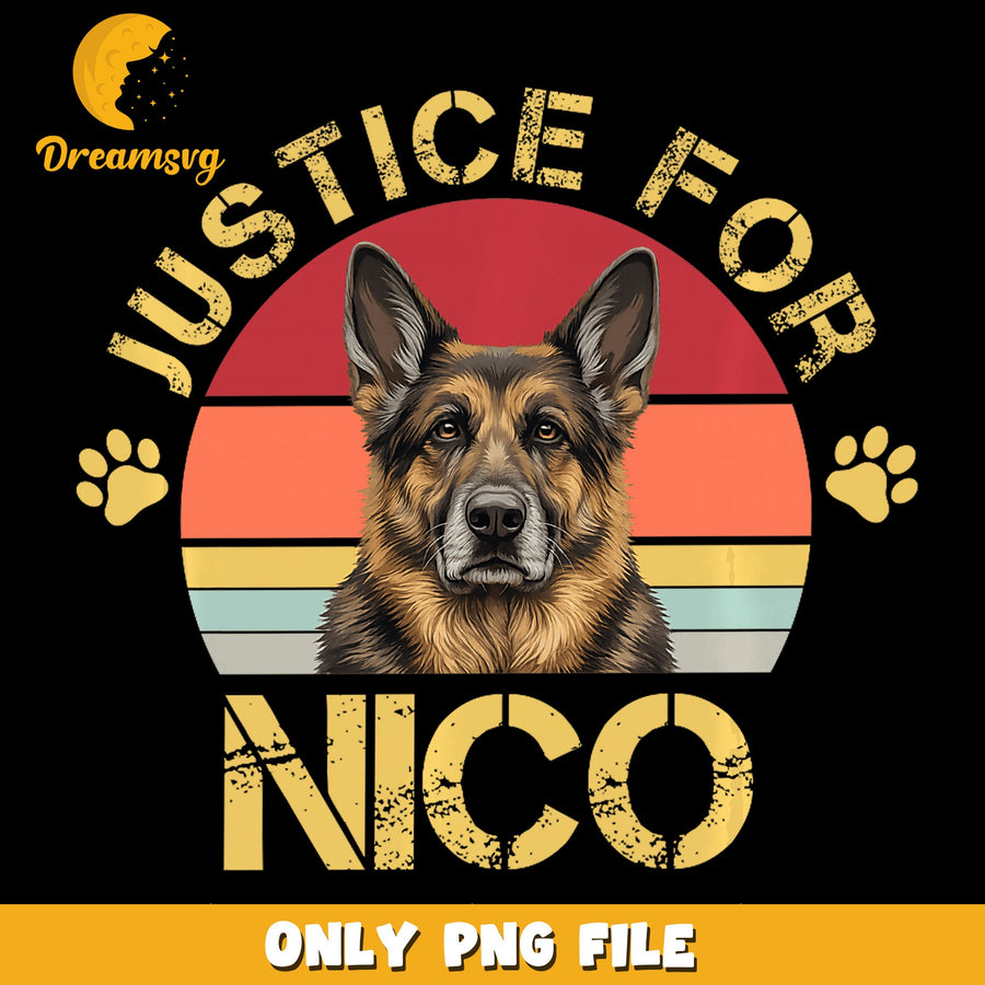 Justice For Nico PNG, German Shepherd Design, Pet
