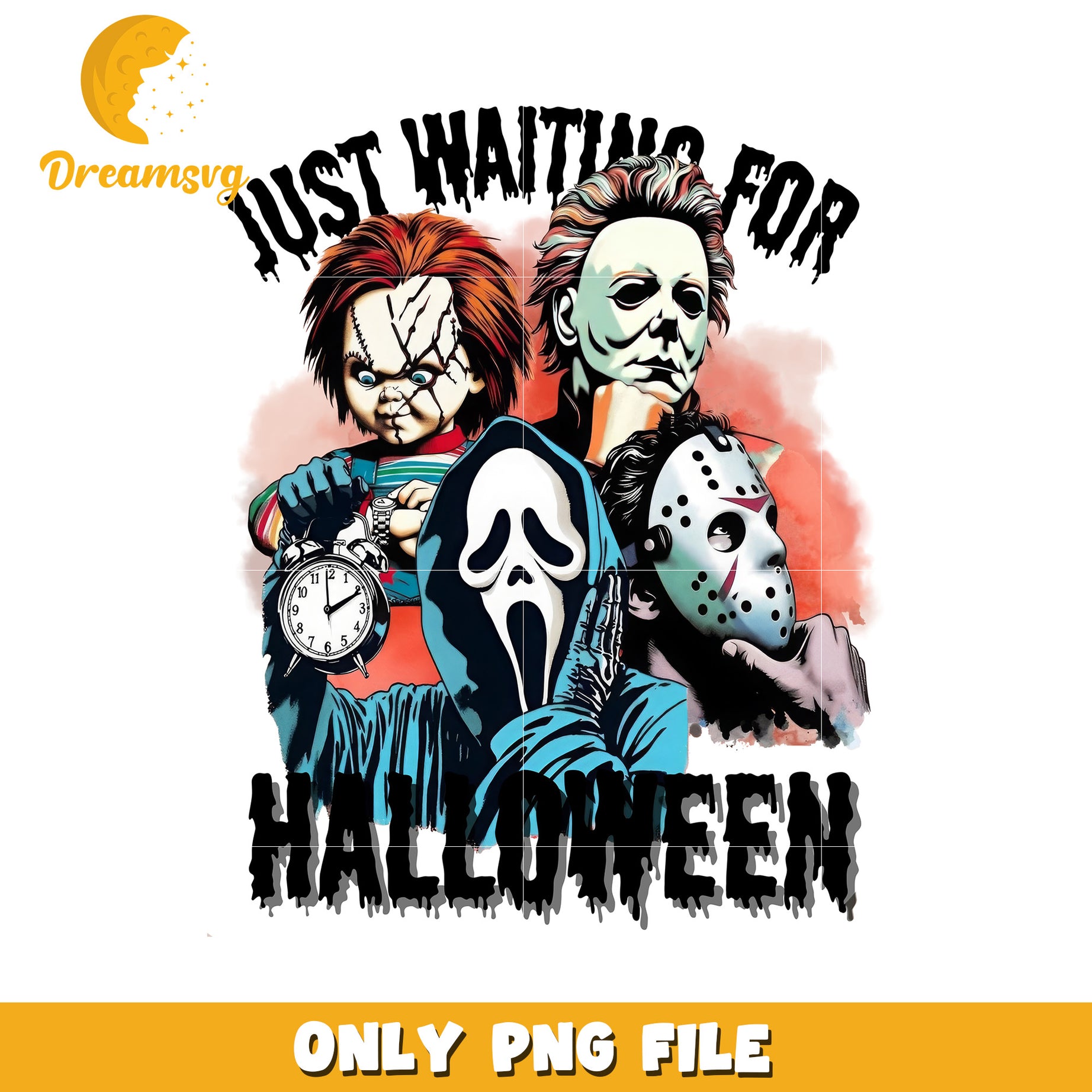 Just waiting for halloween design png, horror characters png, horror cartoons png
