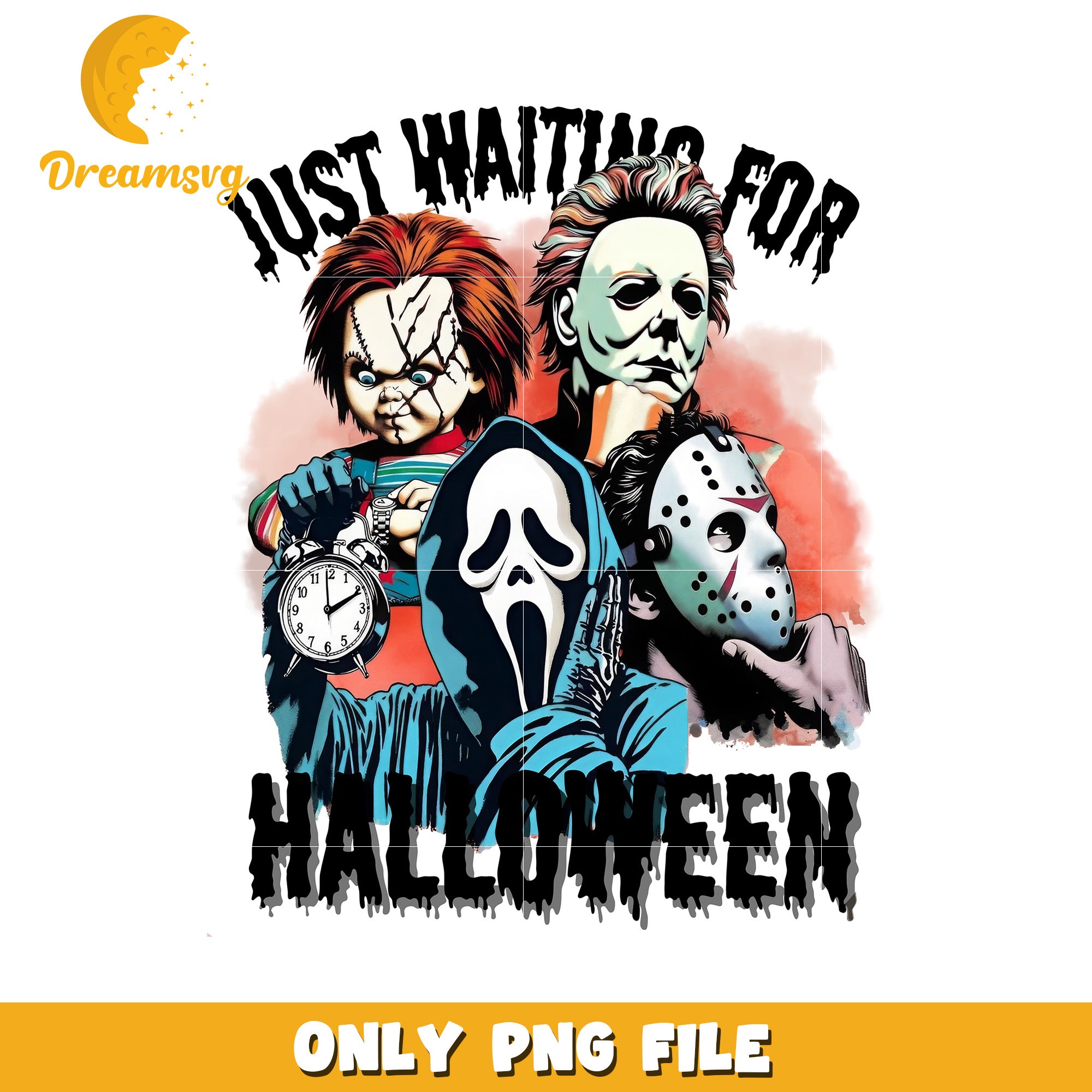 Just waiting for halloween design png, horror characters png, horror cartoons png