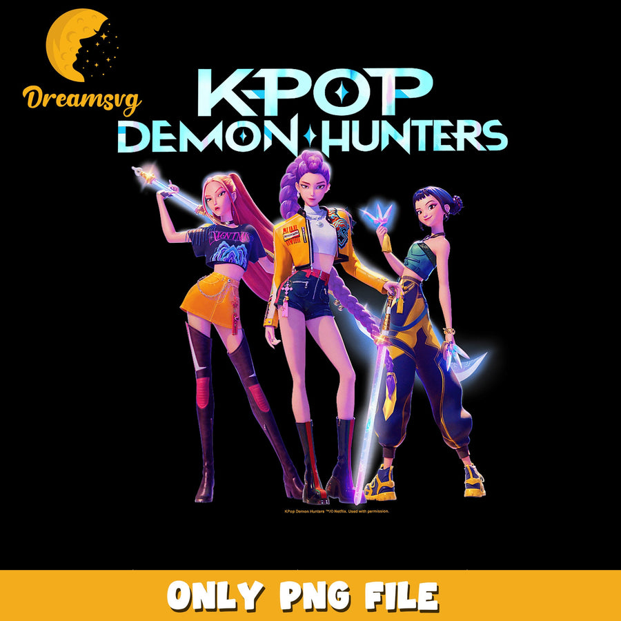 K-Pop Demon Hunters Netflix Group PNG, Kpop Anime Girls, Fan Art PNG