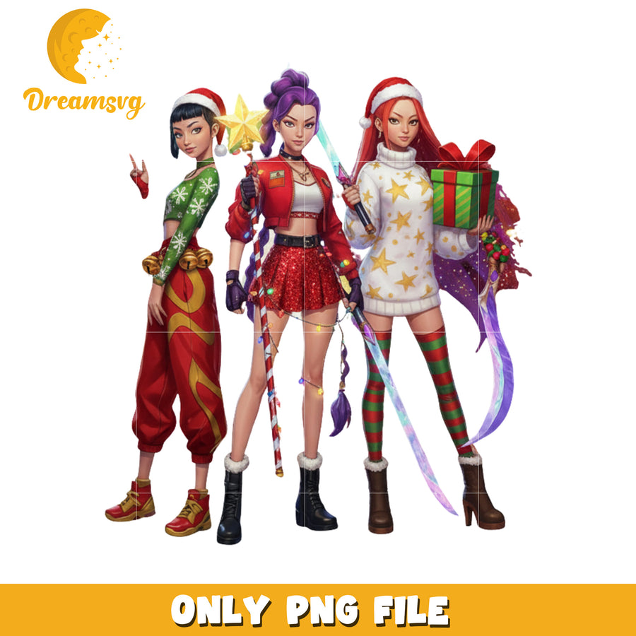 K-pop Christmas png, christmas design png, kpop cartoon png