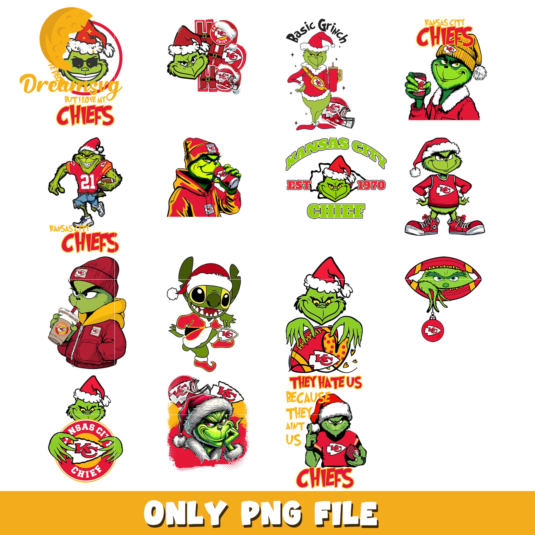 Grinch santa ncaa teams bundle png, kansas city chiefs png, nfl png