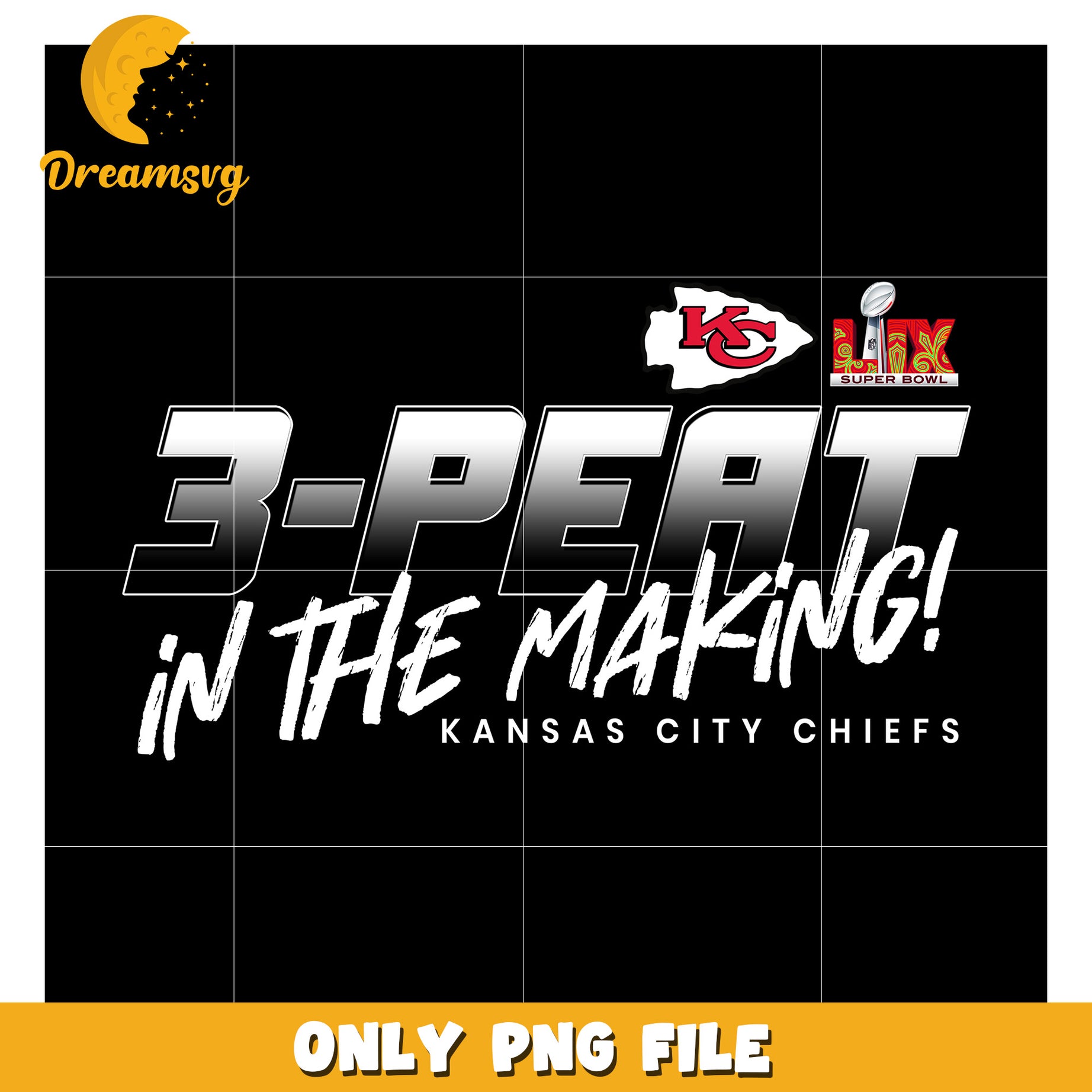 Kansas City Chiefs Threepeat Super Bowl PNG Design