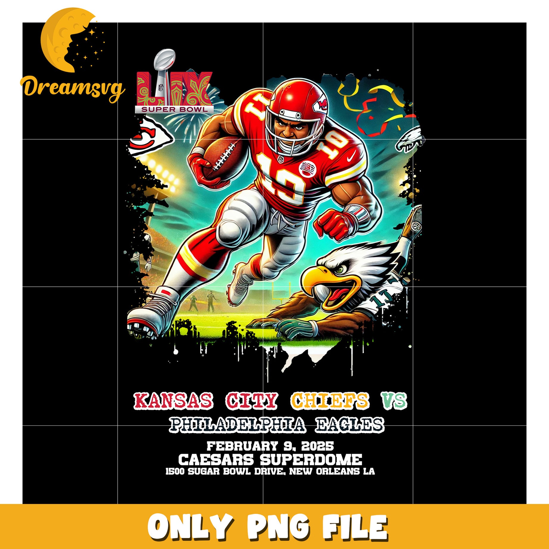 Kansas City Chiefs vs Eagles Super Bowl PNG File