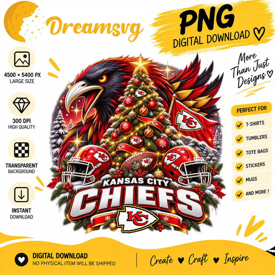 Kansas City Chiefs Christmas PNG, Cute Craft Clipart Design