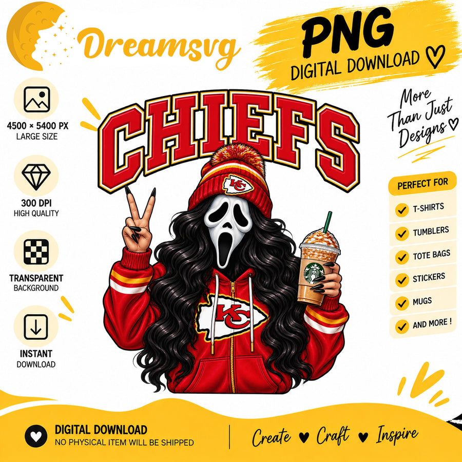 Kansas City Chiefs Ghost Face Halloween Football Fan PNG