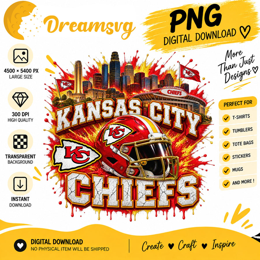 Kansas City Chiefs Grunge Football City Skyline Stadium PNG