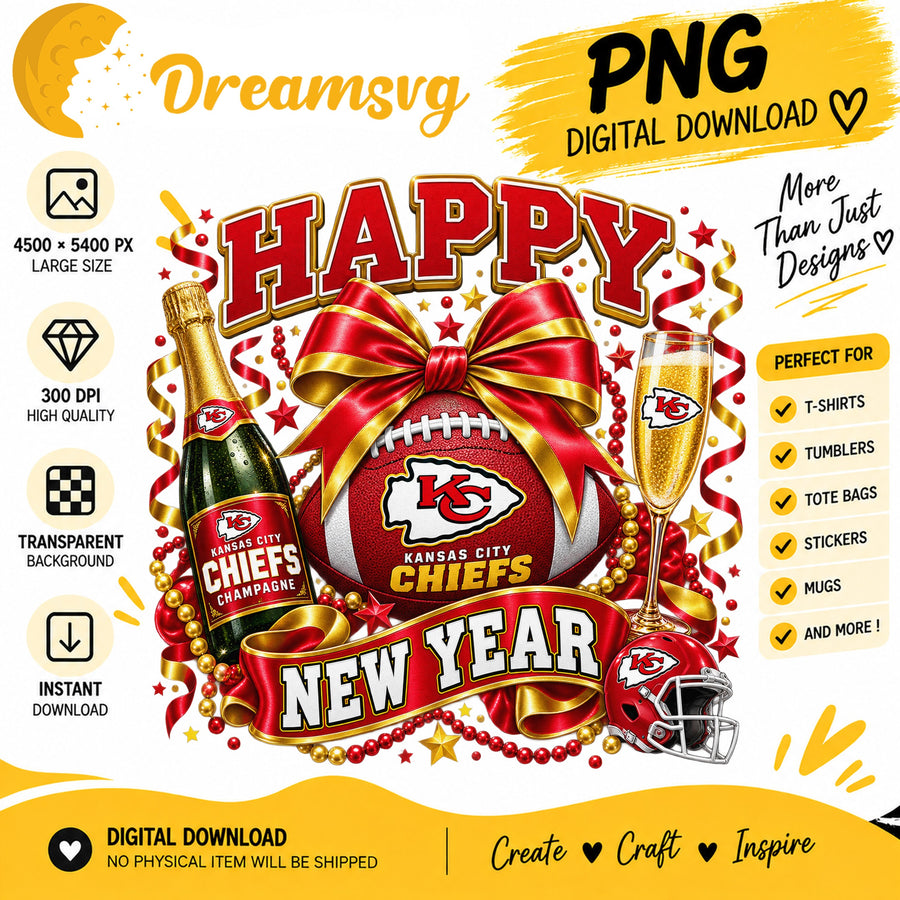 Kansas City Chiefs Happy New Year Sublimation Design PNG