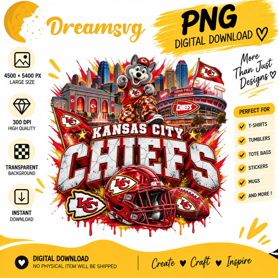 Kansas City Chiefs Mascot Stadium Skyline Football PNG