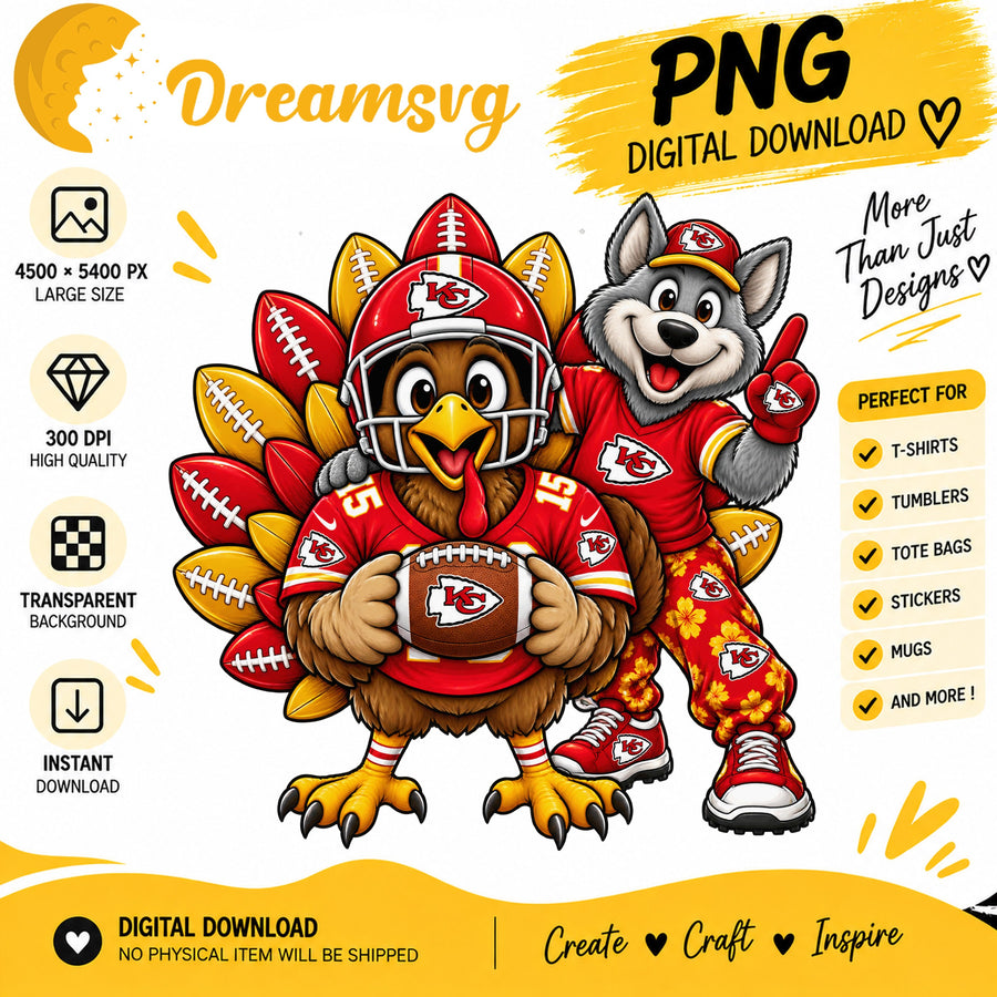 Kansas City Chiefs Turkey Thanksgiving Football Fan PNG