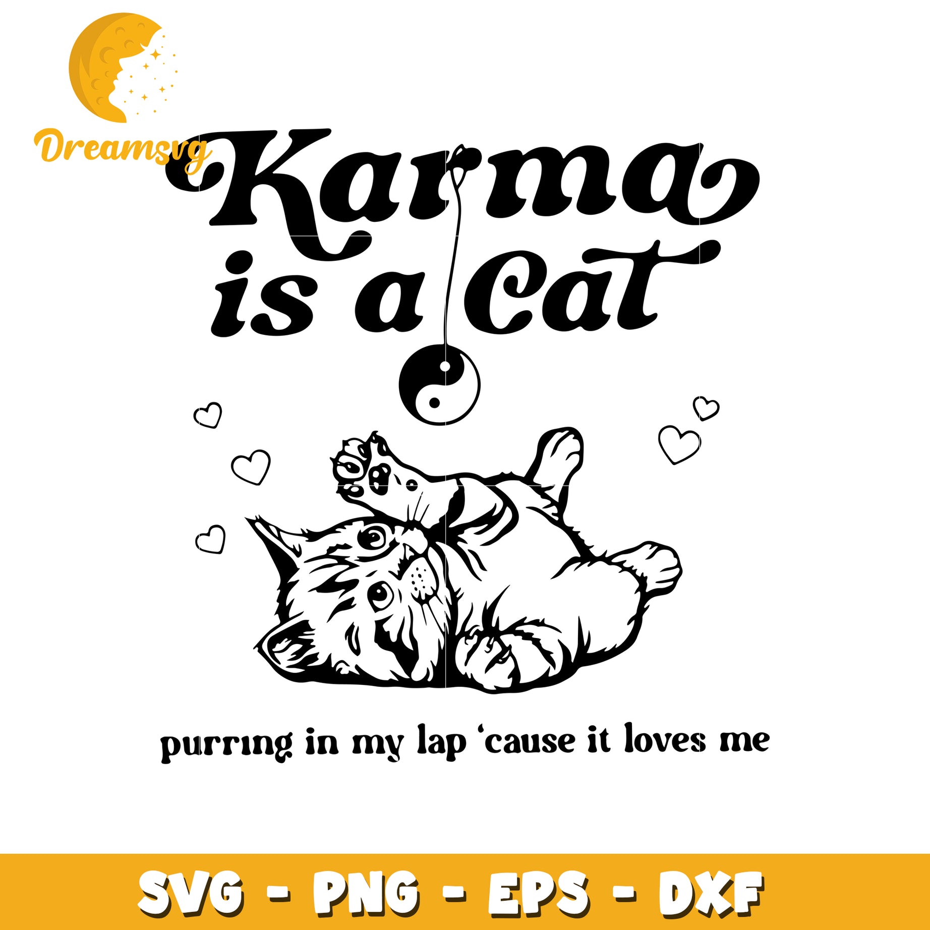 Karma is a cat purring in my lap svg, cat svg, outline svg