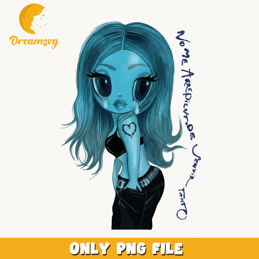 Karol G Blue Chibi Crying PNG, Latin Pop Art, Fan PNG