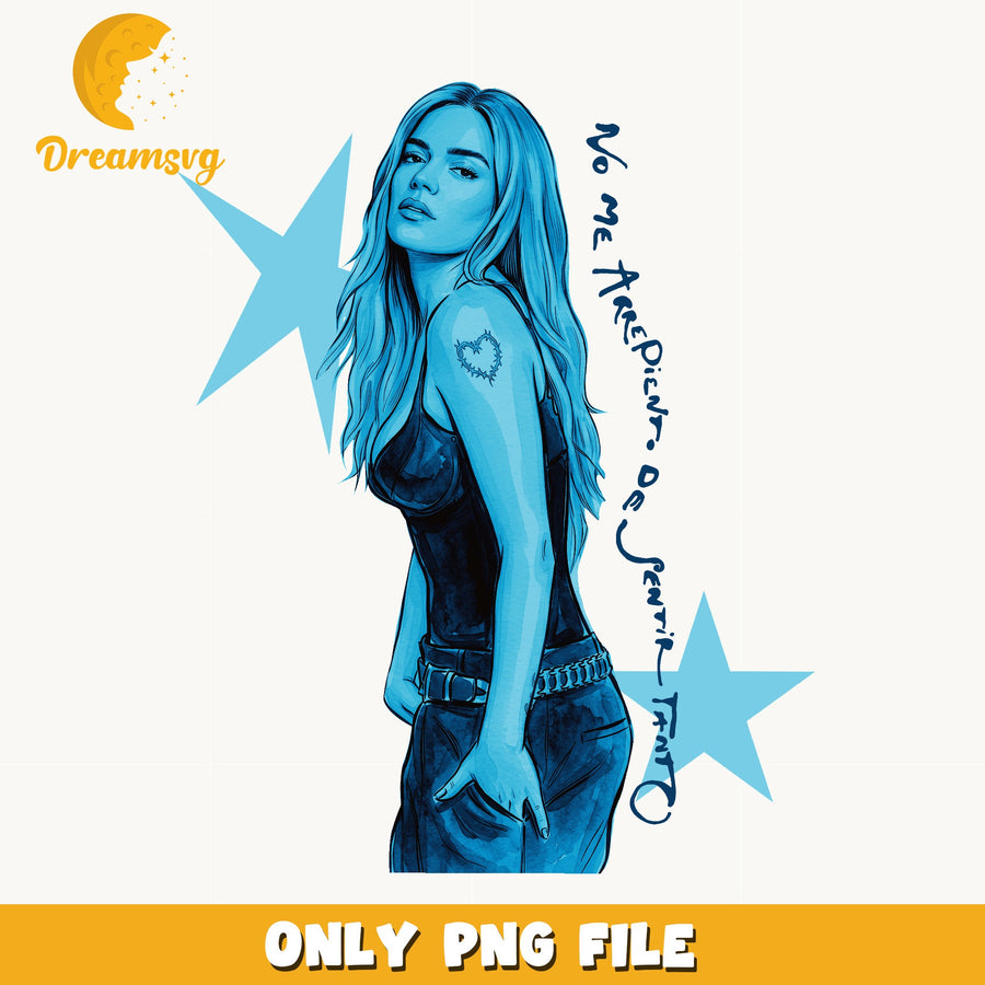 Karol G Blue Star Art PNG, Latin Music Fan, Singer PNG
