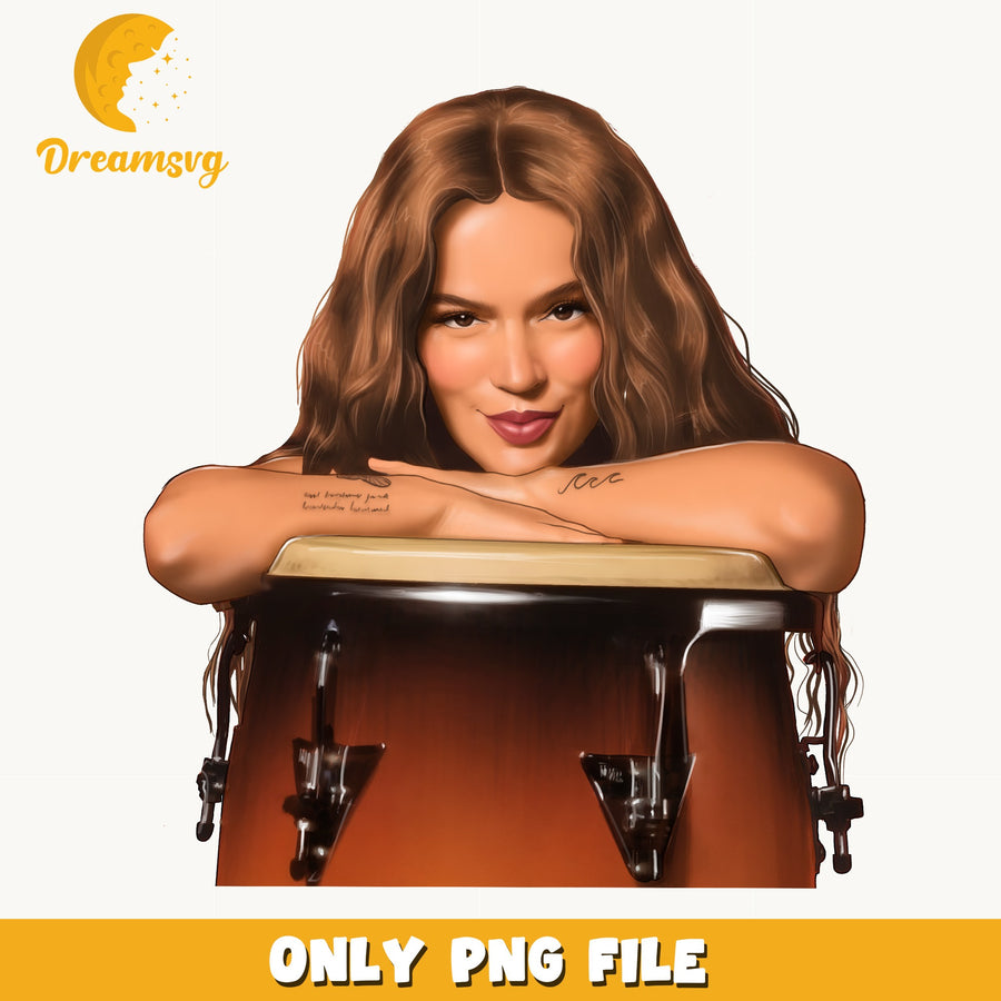 Karol G Conga Drum PNG, Latin Music Star, Fan PNG