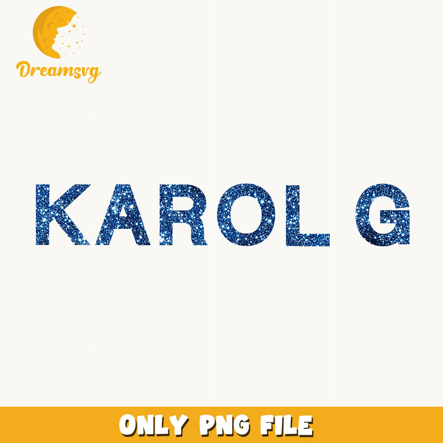 Karol G Glitter Blue Text PNG, Latin Pop, Fan PNG