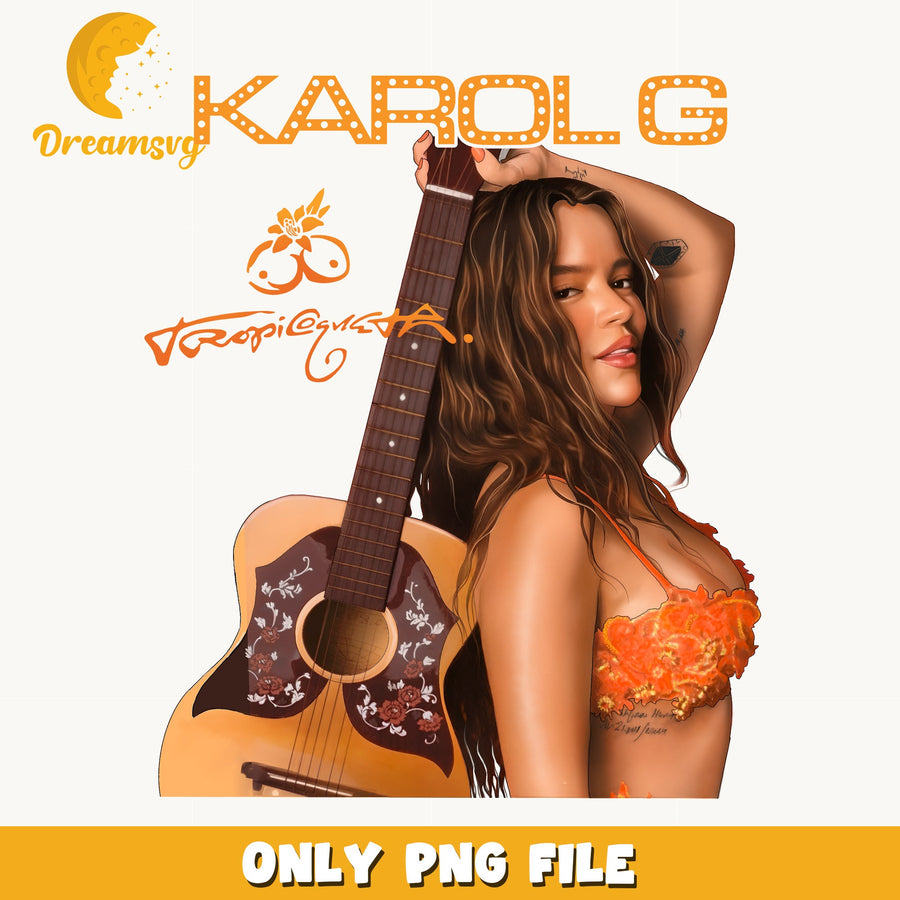 Karol G Guitar Tropicguera PNG, Latin Pop, Fan PNG