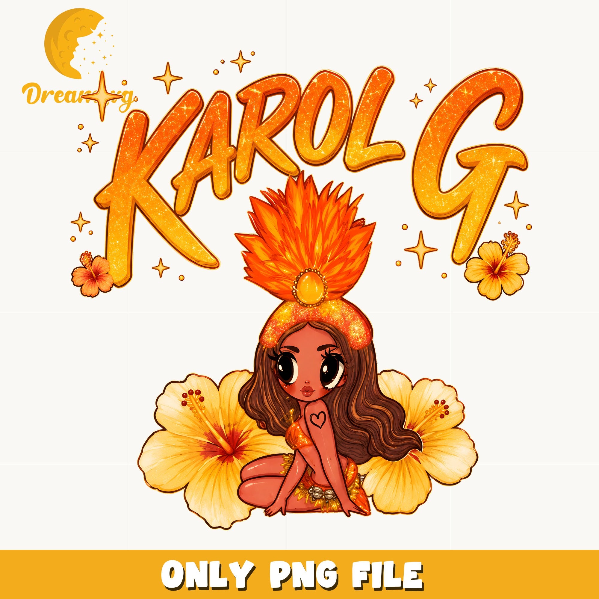 Karol G PNG Sublimation Design, Latina Music PNG, Chibi Girl PNG