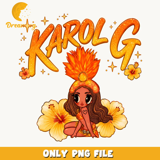 Karol G PNG Sublimation Design, Latina Music PNG, Chibi Girl PNG