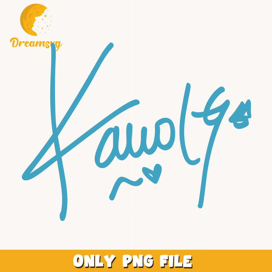Karol G Signature Blue PNG, Latin Artist Sign, Fan PNG